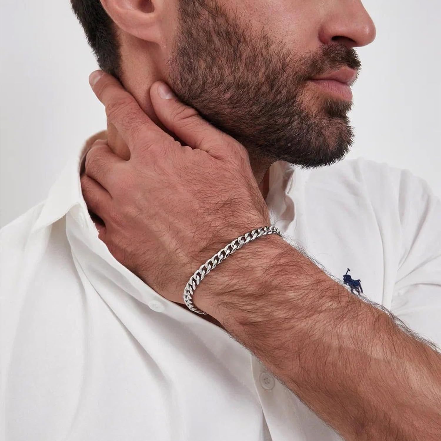 Fathers Day Bracelets for Men Jewelry as 2 PCS Silver/Gold Bracelet for Men Chain, 7-10In Stainless Steel Bracelets