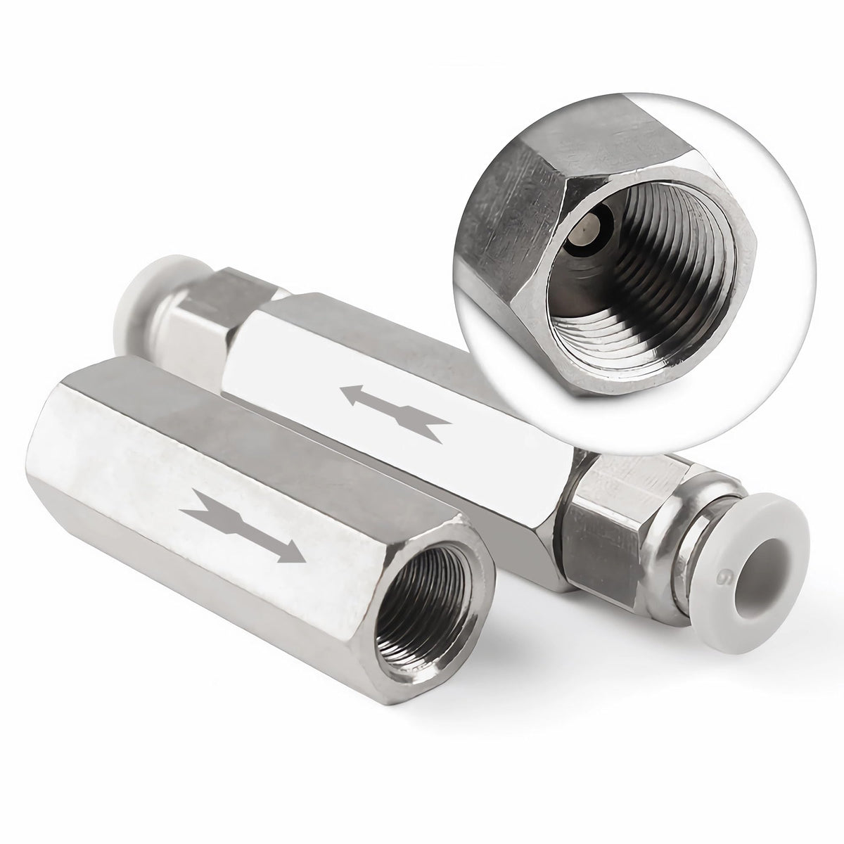 FOCMKEAS 2PCS Air Check Valve 1/8 PT Female Threaded Full Port Check Valve, Nickel-Plated Brass Copper Non Return One Way