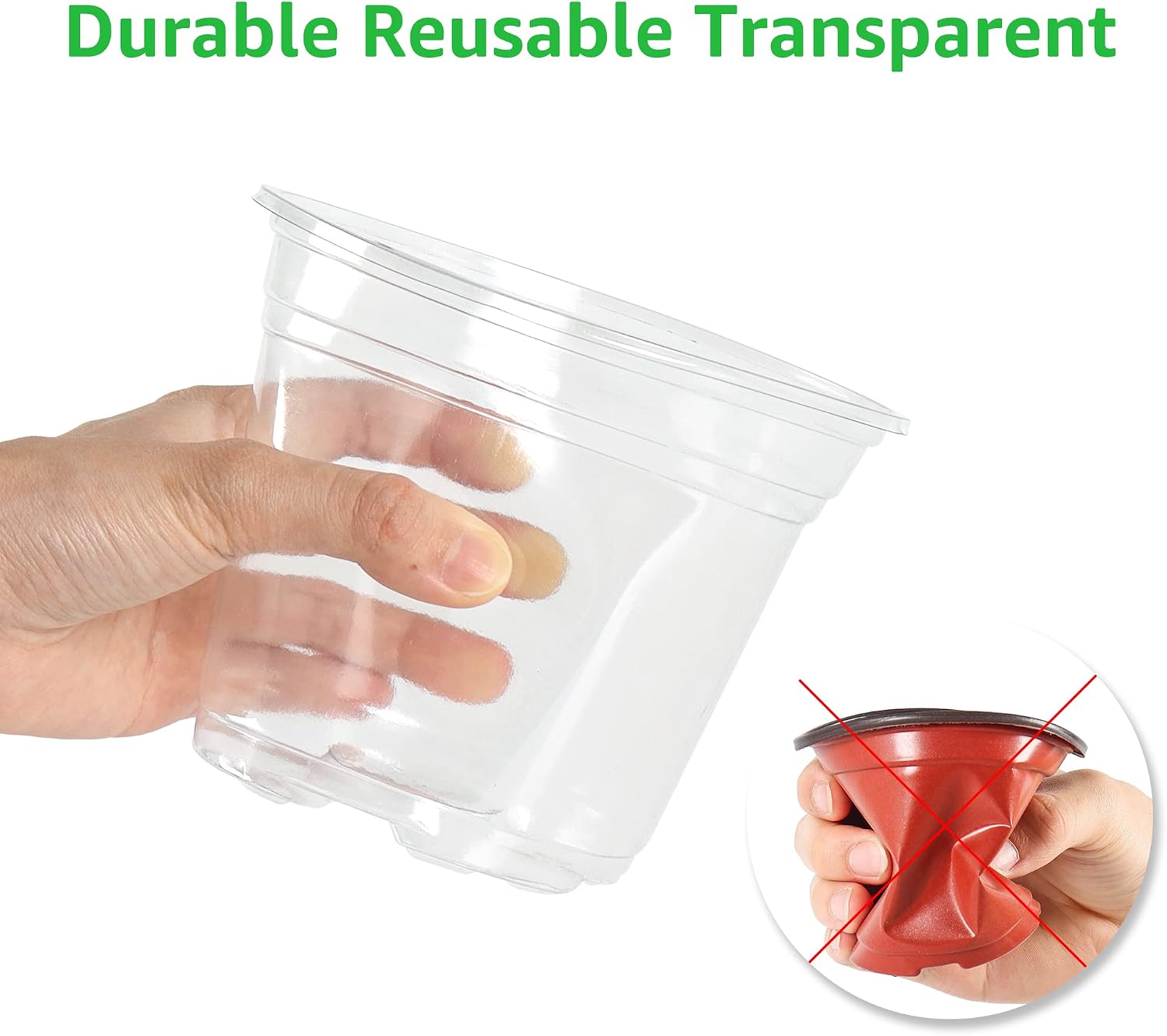 Clear Nursery Pots with Humidity Domes, 3.5/4/5 Inch, 36-Pack | Clear PET, 12 Each of 3 Sizes, Root and Moisture