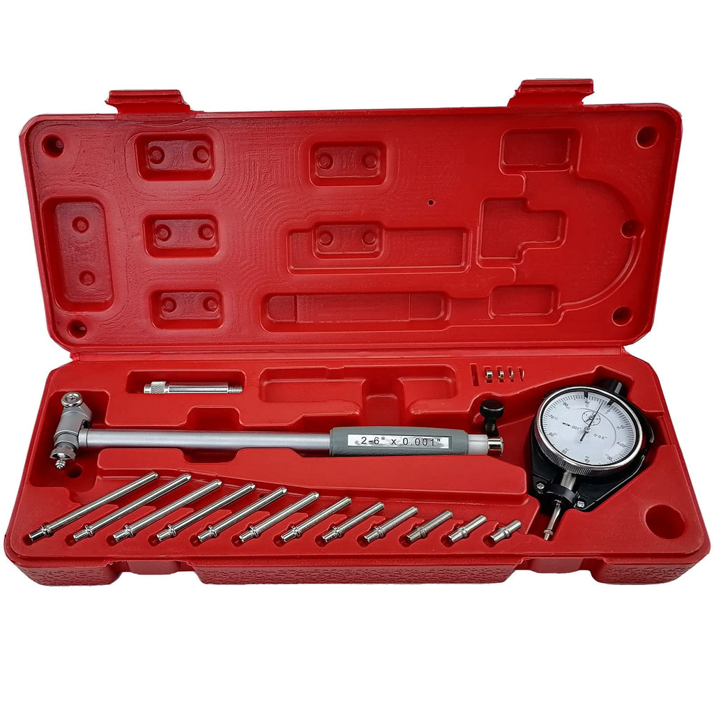 2"-6" Dial Bore Gauge with 6" Stem Carbide Anvils 0.001" Precision