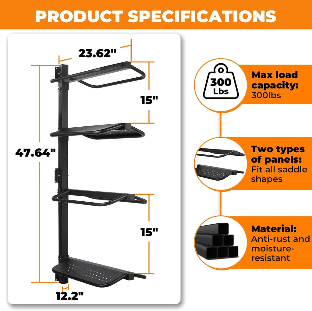 4 Tier Saddle Rack Wall Mount Detachable, Heavy Duty Saddle Stand