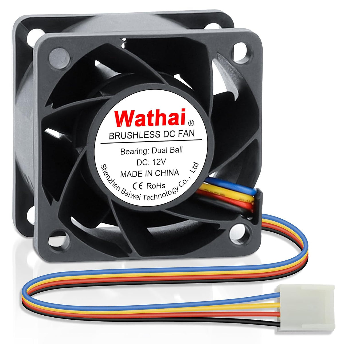 Wathai 40mm PWM Server Fan 12V 4 Pin CPU Static Pressure Fan Dual Ball