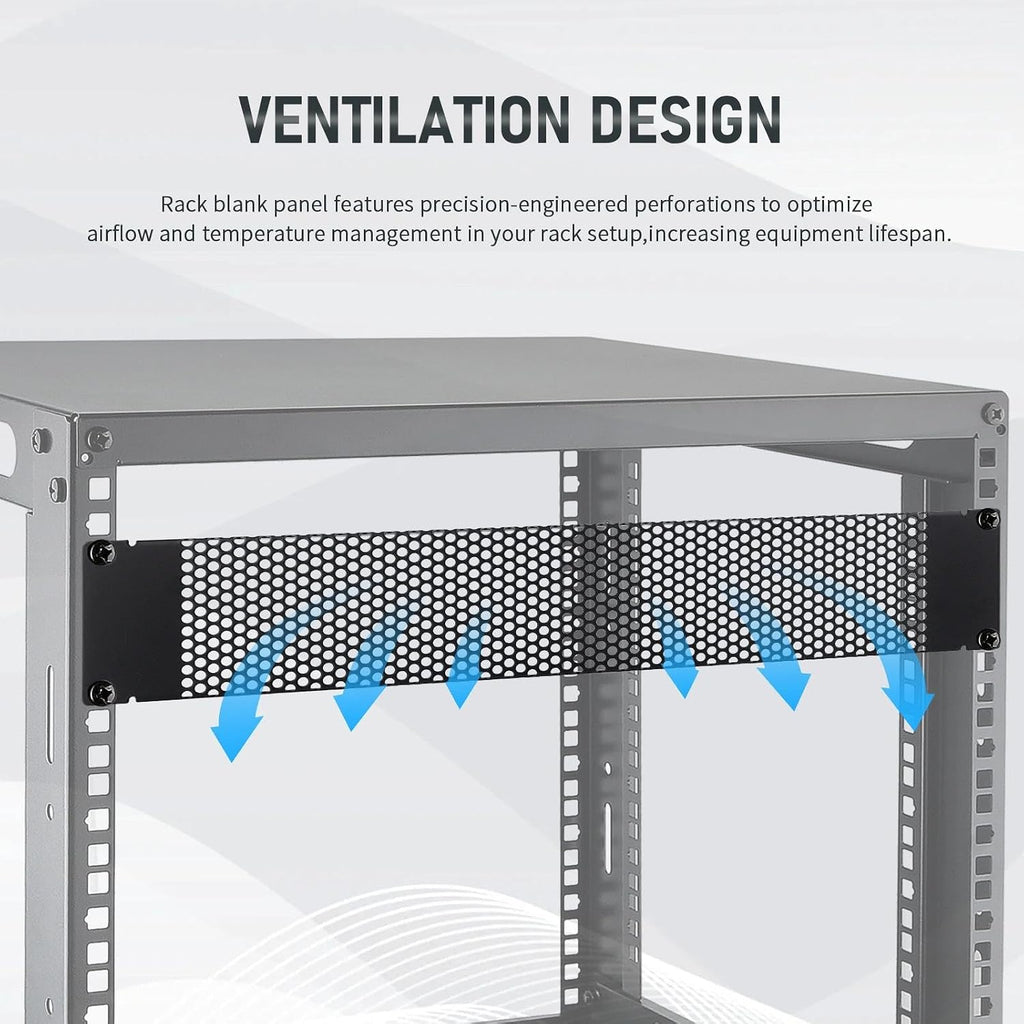 2U Vented Blank Panel, Metal Rack Blank Panel Mount for 19 Inch Server Rack Enclosure or Network Cabinet, 5 Pack