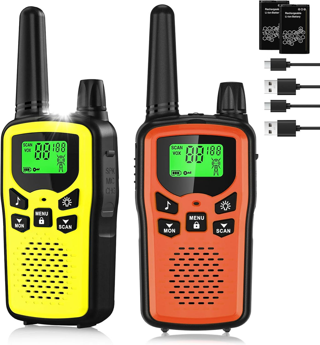Walkie Talkies 2 Pack Long Range for Adults, Rechargeable Walkie Talkie VOX with 22 FRS Channels, 99 Privacy Codes