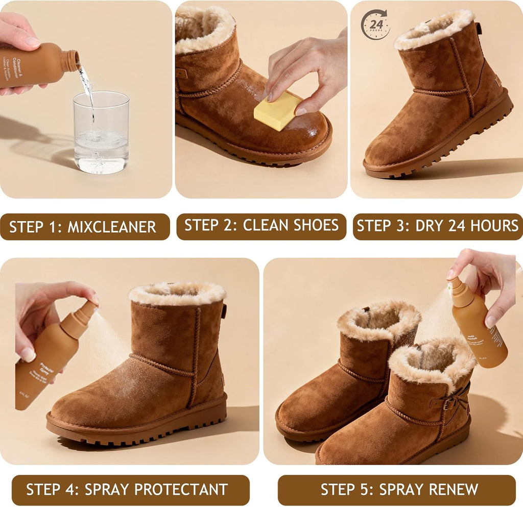 Shoe Cleaner Kit Compatible with Birkenstock, Includes Cleaner and Waterproof Protector Spray, Suede Brush, Eraser