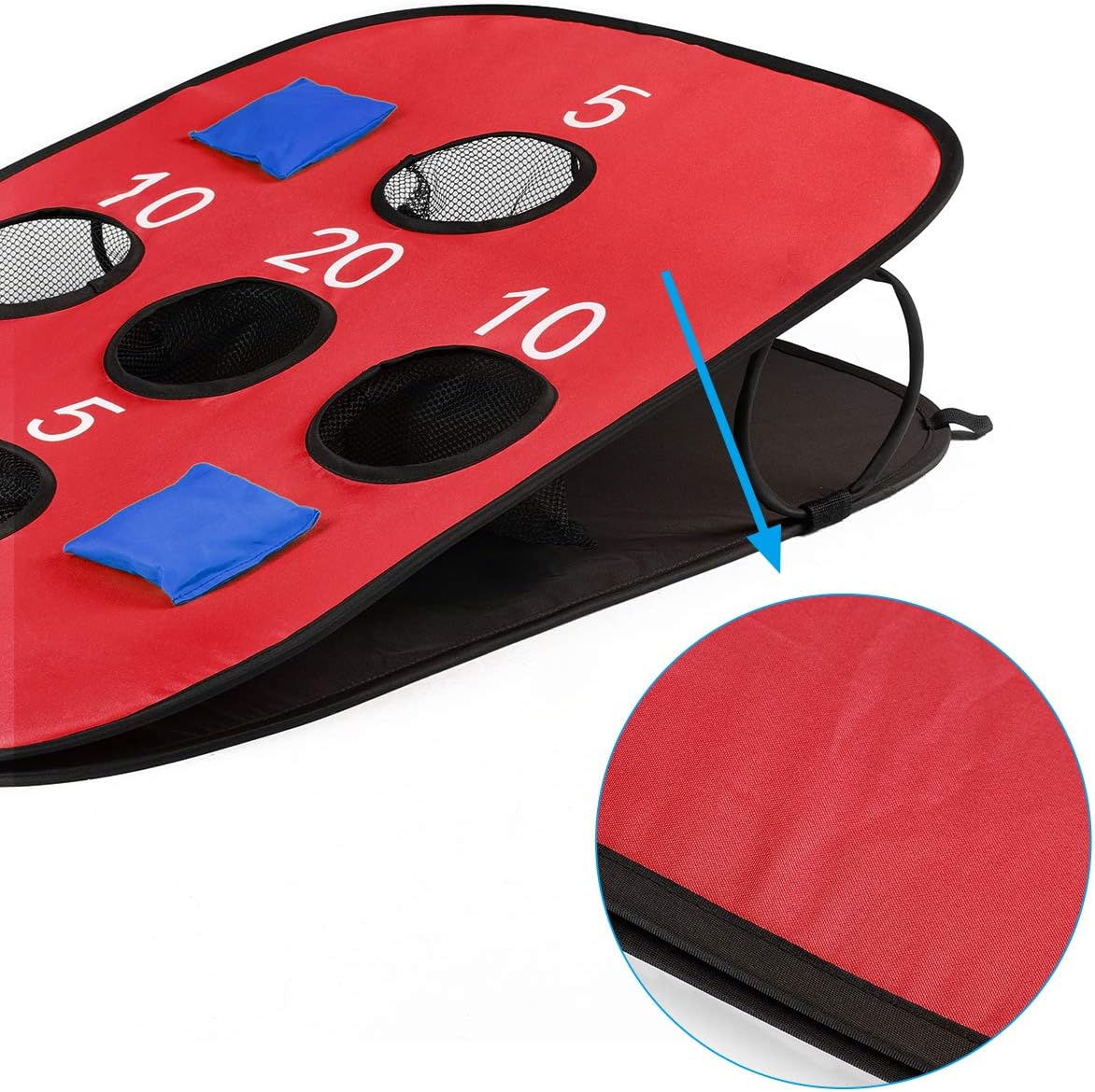 Portable Collapsible 5 Holes Cornhole Game Set Beach Games Adults | Cornhole Board Set with 8 Bean Bags, Carrying