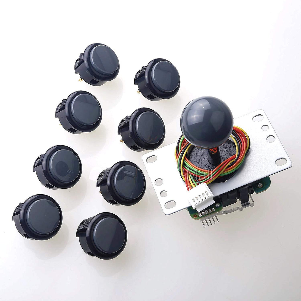 JLF-TP-8YT Joystick + Sanwa 8 pcs OBSF-30 Push Button Bundle Kit Color : Gray - for Arcade Game 4 & 8 Way Adjustable