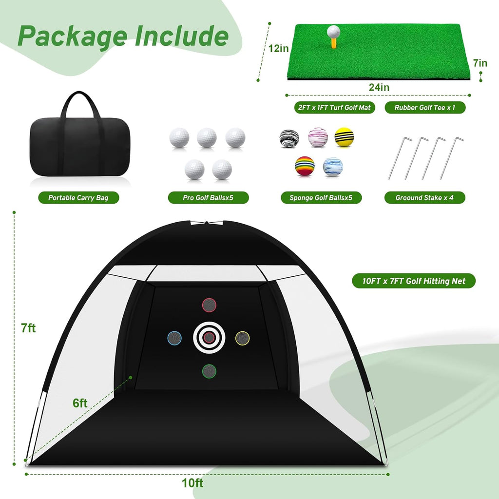 Golf Net, Golf Practice Net with Golf Hitting Mat, Home Golf Hitting Aid Nets for Backyard Driving Chipping Swing