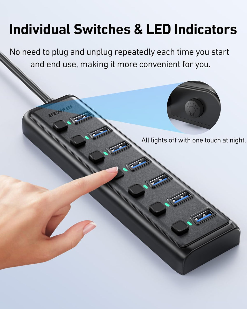 USB 3.0 Hub 7-Port, Ultra-Slim Portable USB Splitter with 3.3ft Cable - Compatible with MacBook Pro/Air,Mac Pro, Mac