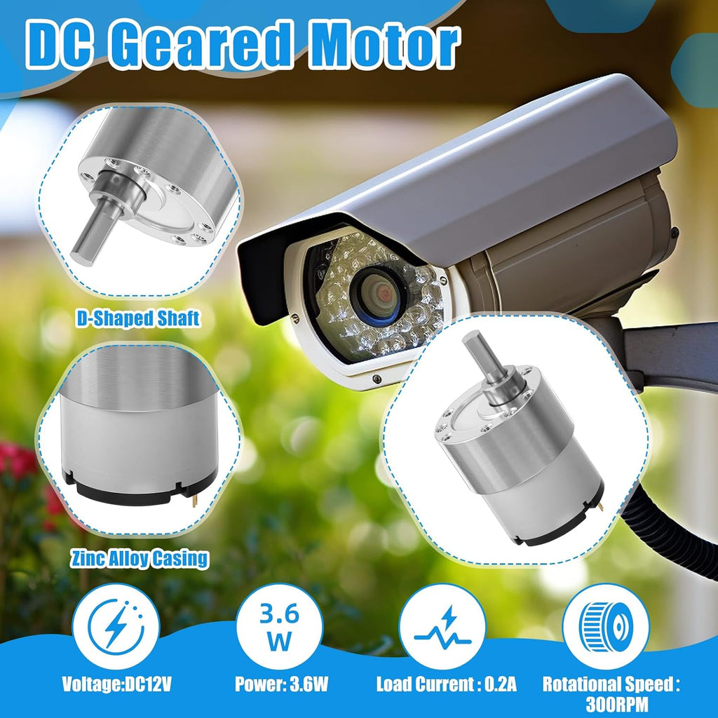 Copkim 12V DC Geared Motor Kit, 300rpm