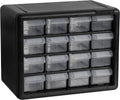 16-Drawer Plastic Storage Cabinet, 10.5"W x 6.5"D x 8.5"H, Black