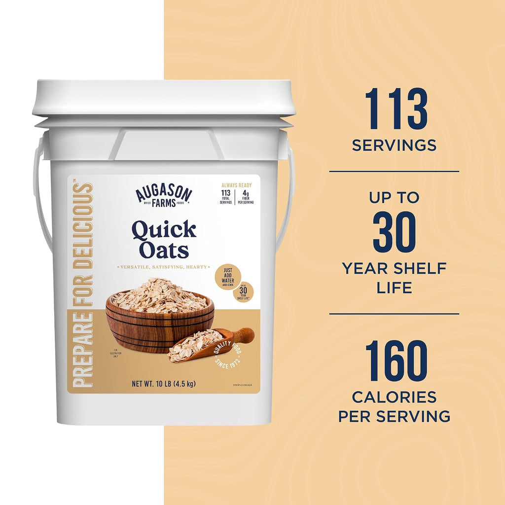 Quick Rolled Oats 4-Gallon Pail | Emergency Food Supply, Everyday Meals, 113 Servings