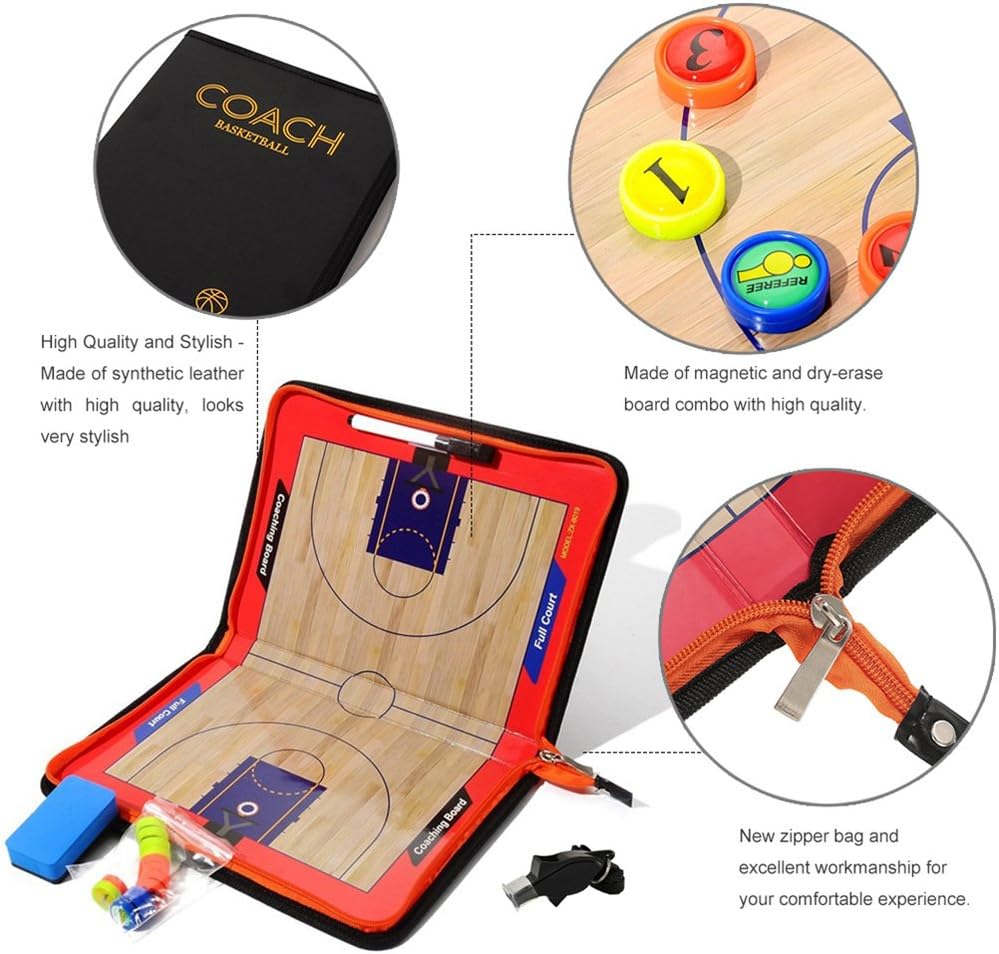 Basketball Coaching Board Strategy Tactics Clipboard with Coach Referee Whistle