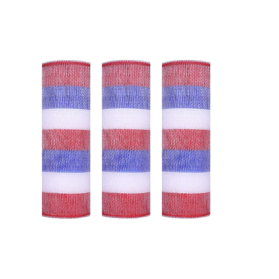 3 Rolls Red White Blue Stripe Deco Mesh Ribbon for Patriotic Wreath