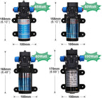 Adjustable Small submersible pump 45/60/80/100 Watt DC 12V Fresh Water Pump Diaphragm Self Priming Sprayer Pump Automatic Switch Connection 4/5/6/8L Per Min(60Watt-DC 12V)