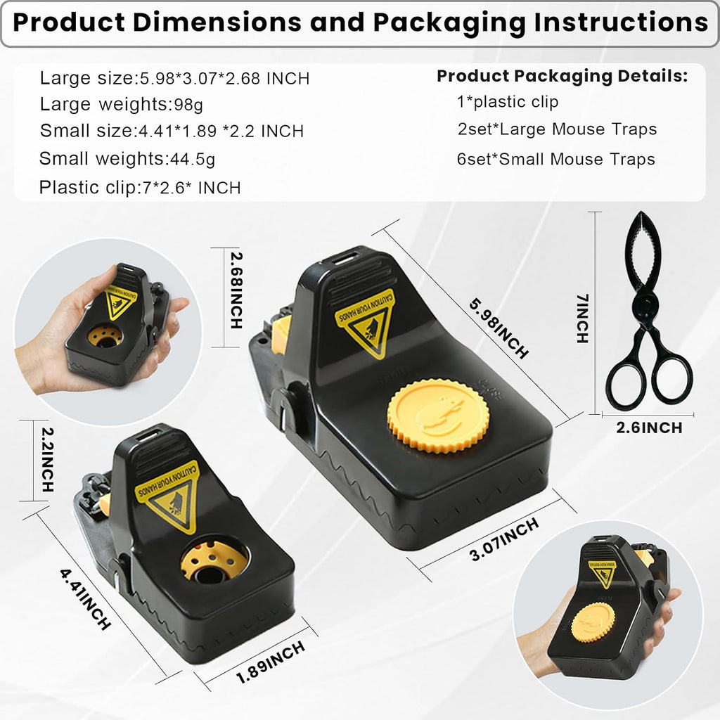 Mouse Traps Humane, Rat Trap Safe Quick Effectively No Touch clip Mouse Trap, Reusable Plastic Mousetraps Used Indoor