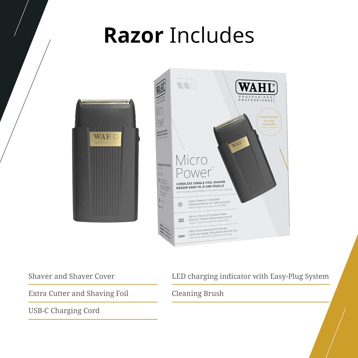 Micro Power Cordless Finishing Foil Shaver, Model 3027017 | "Cuts to 0.05 mm for Ultra-Close Fades & Neckline