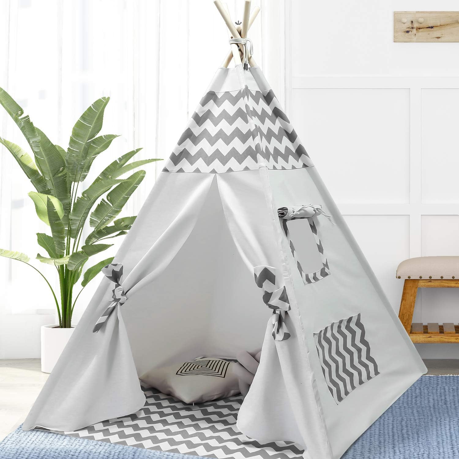 Boys Teepee Tent for Kids Teepee Baby Teepees for Boys Girls Baby Kids Tent Indoor Tepee Grey Chevron Tepees Toddler