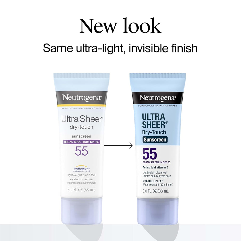Neutrogena Ultra Sheer Dry-Touch Sunscreen Lotion SPF 55, 3 fl oz | Face & Body, Lightweight Non Greasy, Broad