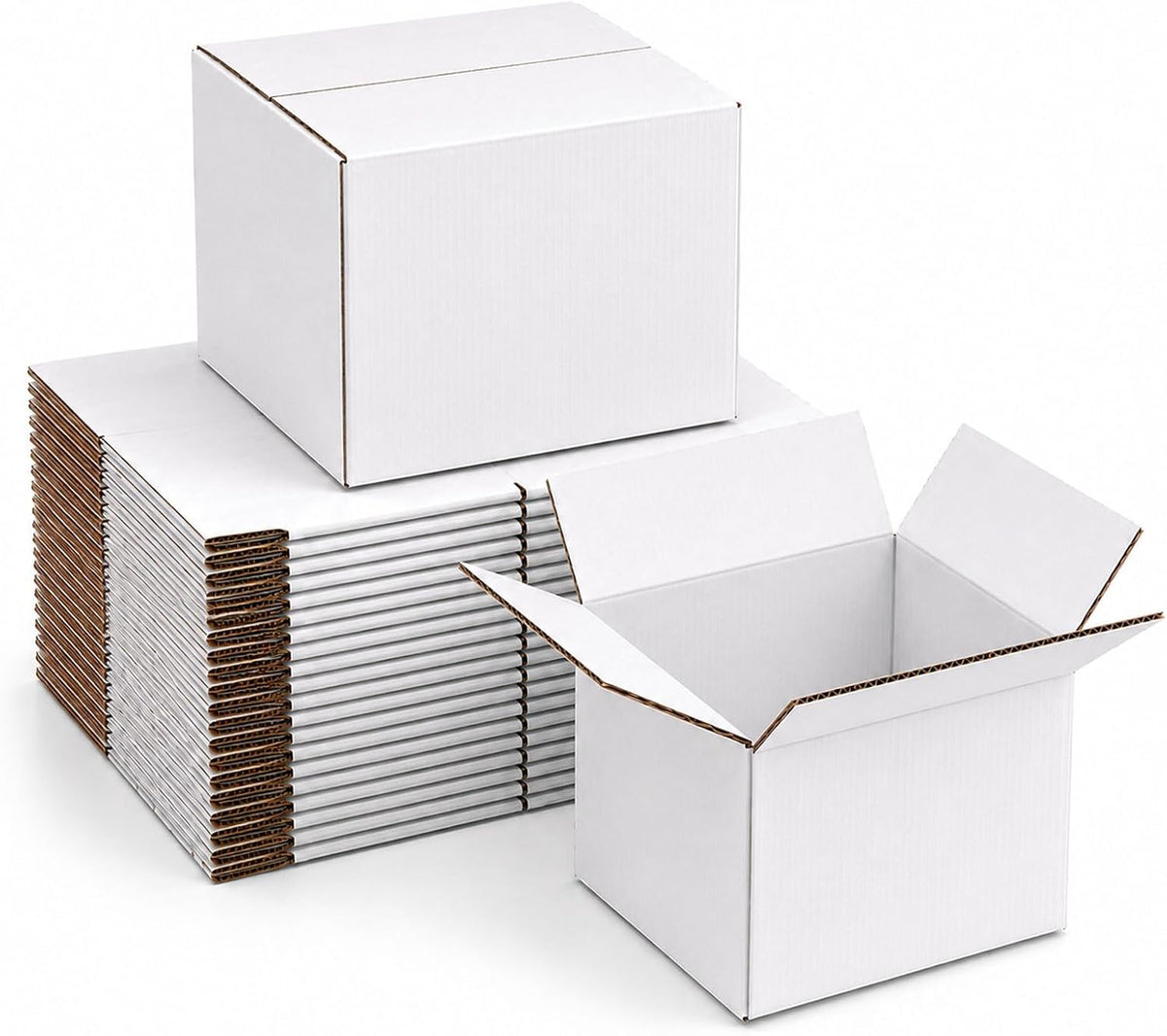 8x8x8 White Shipping Boxes, 25 Pack