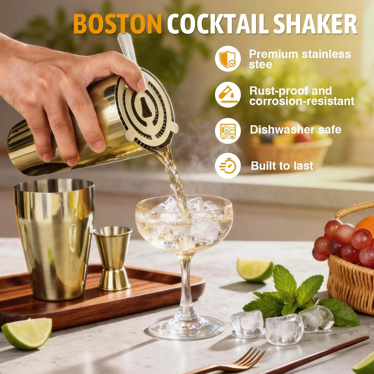 Cocktail Shaker Set, Boston Shakers, Bartending Drink Shaker Kit