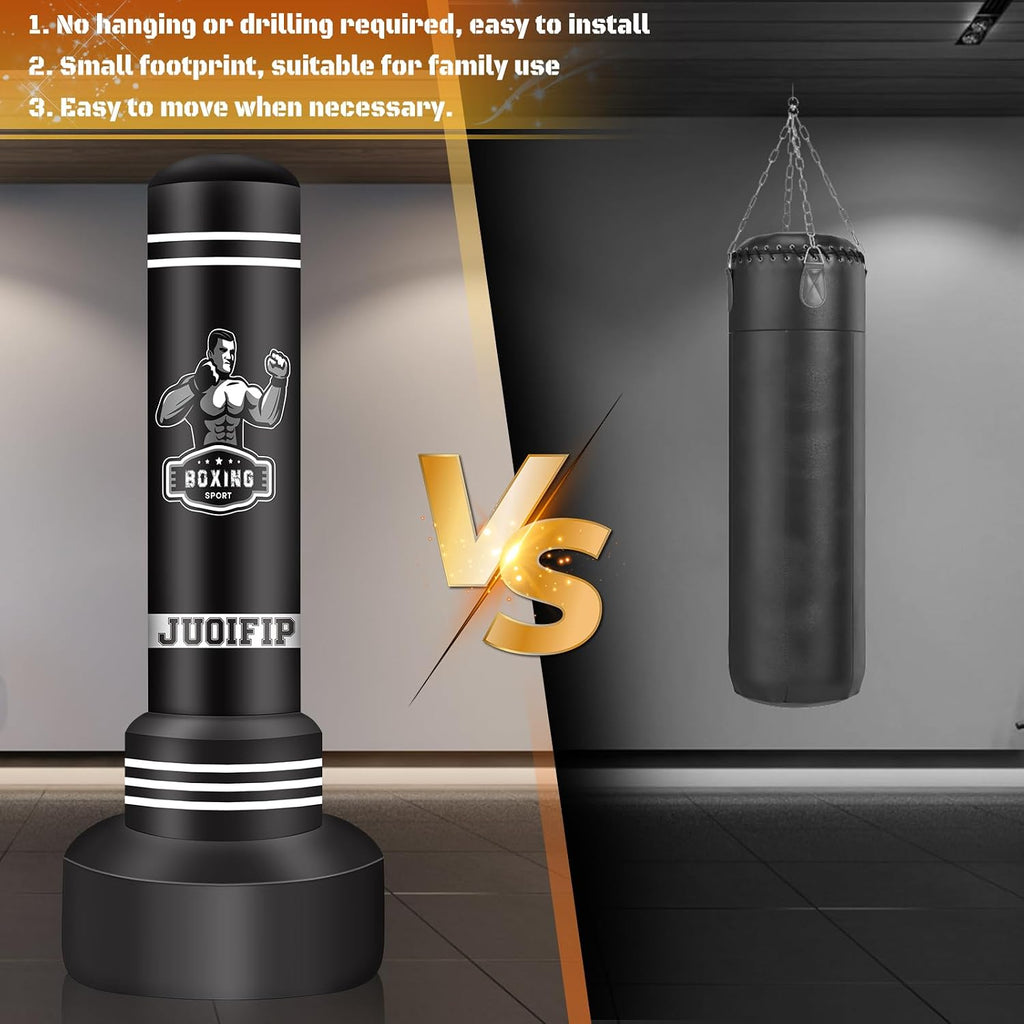 Freestanding Punching Bag for Adults, 70'' Boxing Bag with Stand Kicking Bag Heavy Bag with Boxing Gloves and
