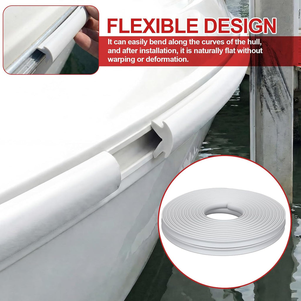 DaisyInner 50 ft White Vinyl Rub Rail Insert, 3/4 x 3/8 Inch