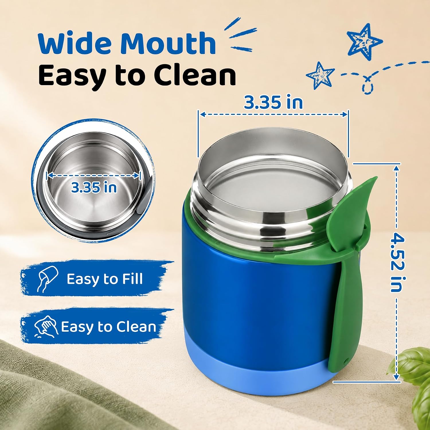 10oz Soup Thermo for Hot Food Kids Insulated Food Jar,Thermo Hot Food Lunch Container, Width Mouth Stainless Steel