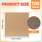 100 Pack 12x12 In Corrugated Cardboard Sheets, Flat Square Cardboard