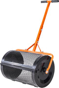 Compost Spreader, 24 in Wide Peat Moss Spreader with T Shaped Handle, 3 Heights Adjustable, Powder-Coated Steel