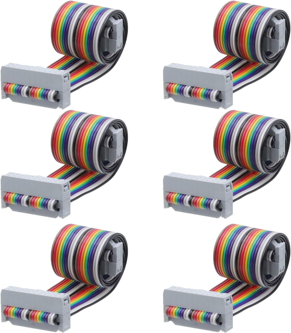 Antrader 1Ft 20Pin IDC Female-Female Connector Flat Rainbow Ribbon Cable
