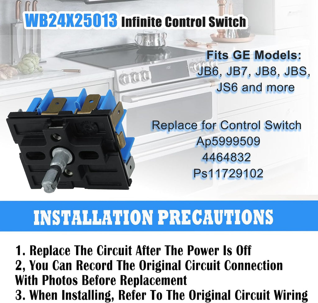 WB24X25013 Infinite Control Switch Replace for GE Range, 191d4774p005 Control Switch