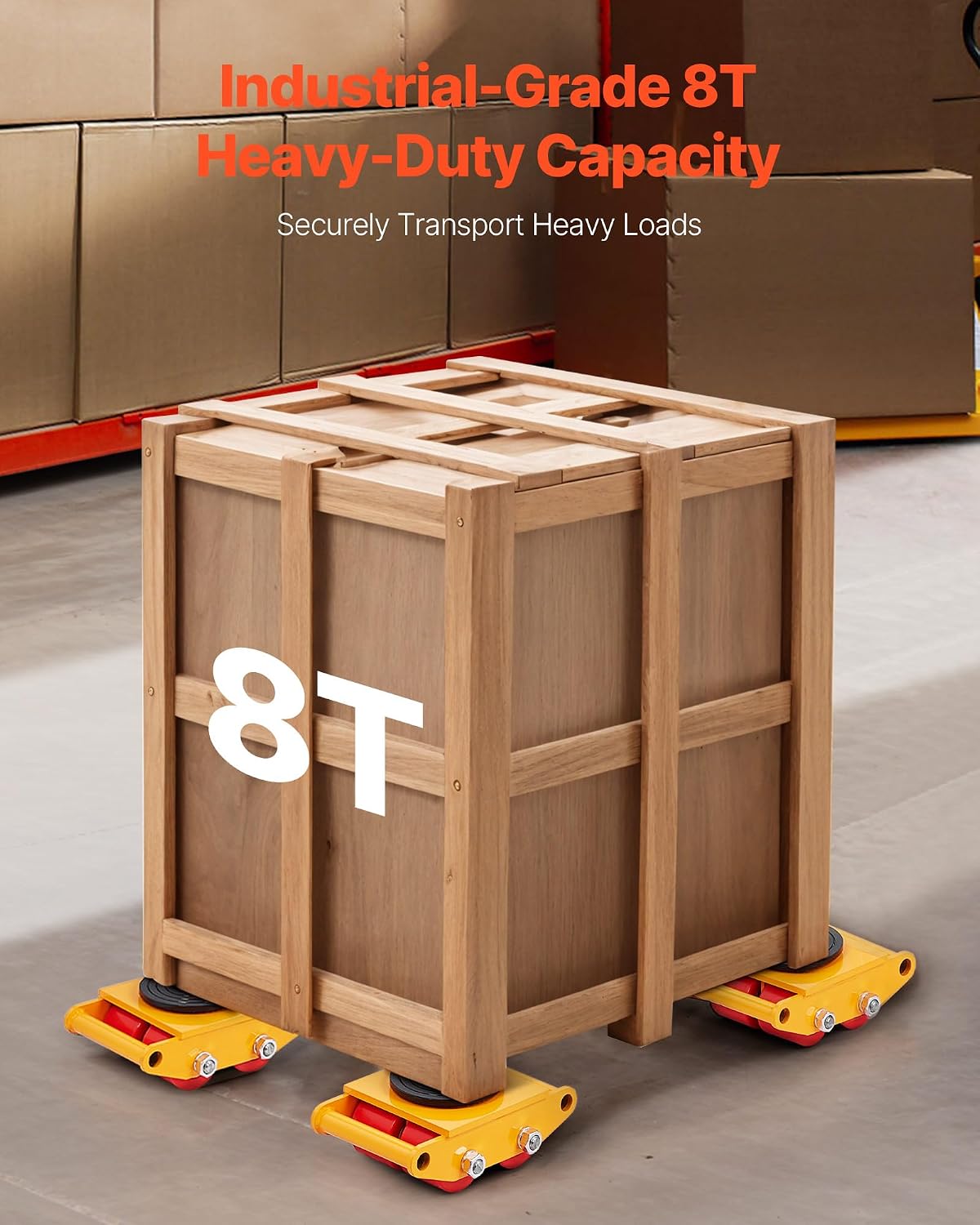 4PCS Machinery Skates Dollies, 17,637 lb Heavy Duty Equipment Moving Skates with 4 PU Wheels, 360° Rotation Non-Slip