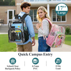 Clear Backpack for School - 17 inch Heavy Duty Bookbag, Bright Blue