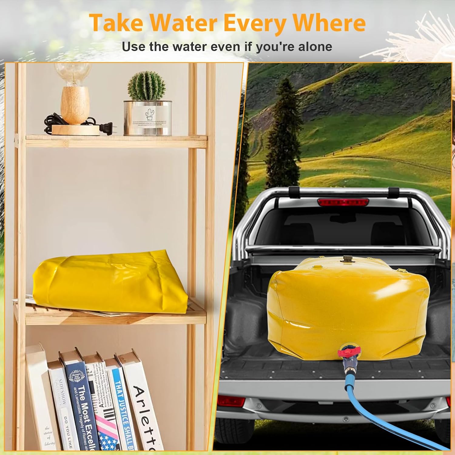 Water Tank 63 Gal/240L Foldable Water Storage Bladder for Outdoor | Portable Large Capacity Soft Water Bag