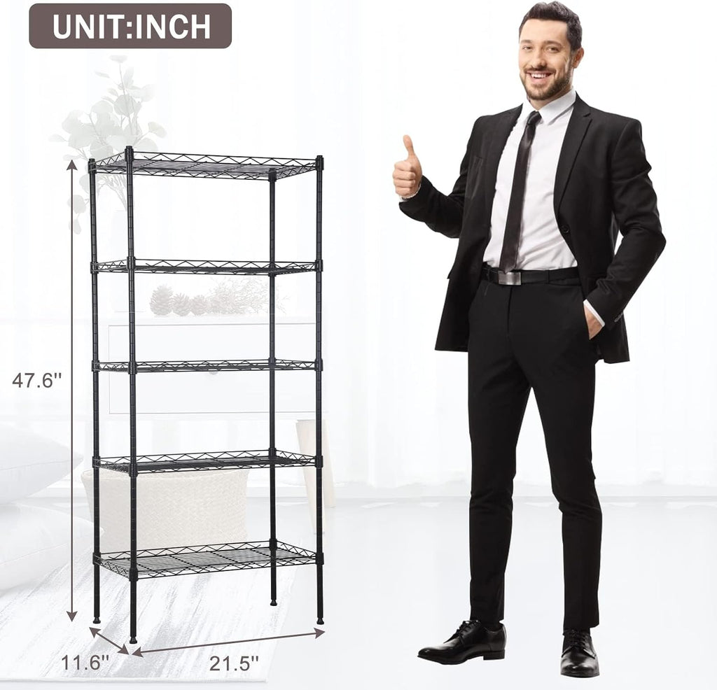 5 Tier Wire Shelving Unit Metal Storage Shelves Heavy Duty NSF Height Adjustable Commercial-Grade Storage Rack Garage