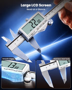 HARDELL Digital Caliper, 6" Rechargeable Calipers with Large LCD Screen