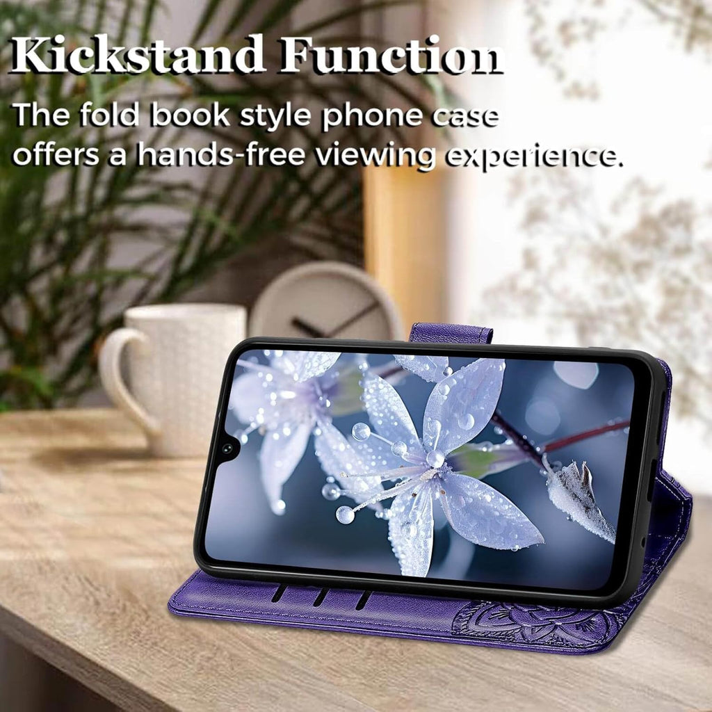 for Samsung Galaxy A17 5G Phone Case Wallet,Women Flip Cover with Credit Card Holders Butterfly Embossed PU Leather