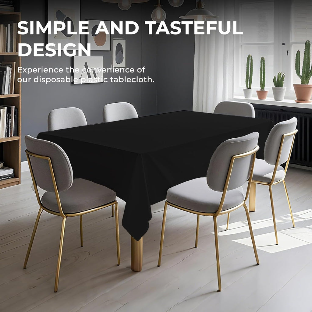 Black Plastic Tablecloth 20 Pack, 54x108 Inch Disposable Rectangle Table Cover, Waterproof Table Cloths for 6 to 8