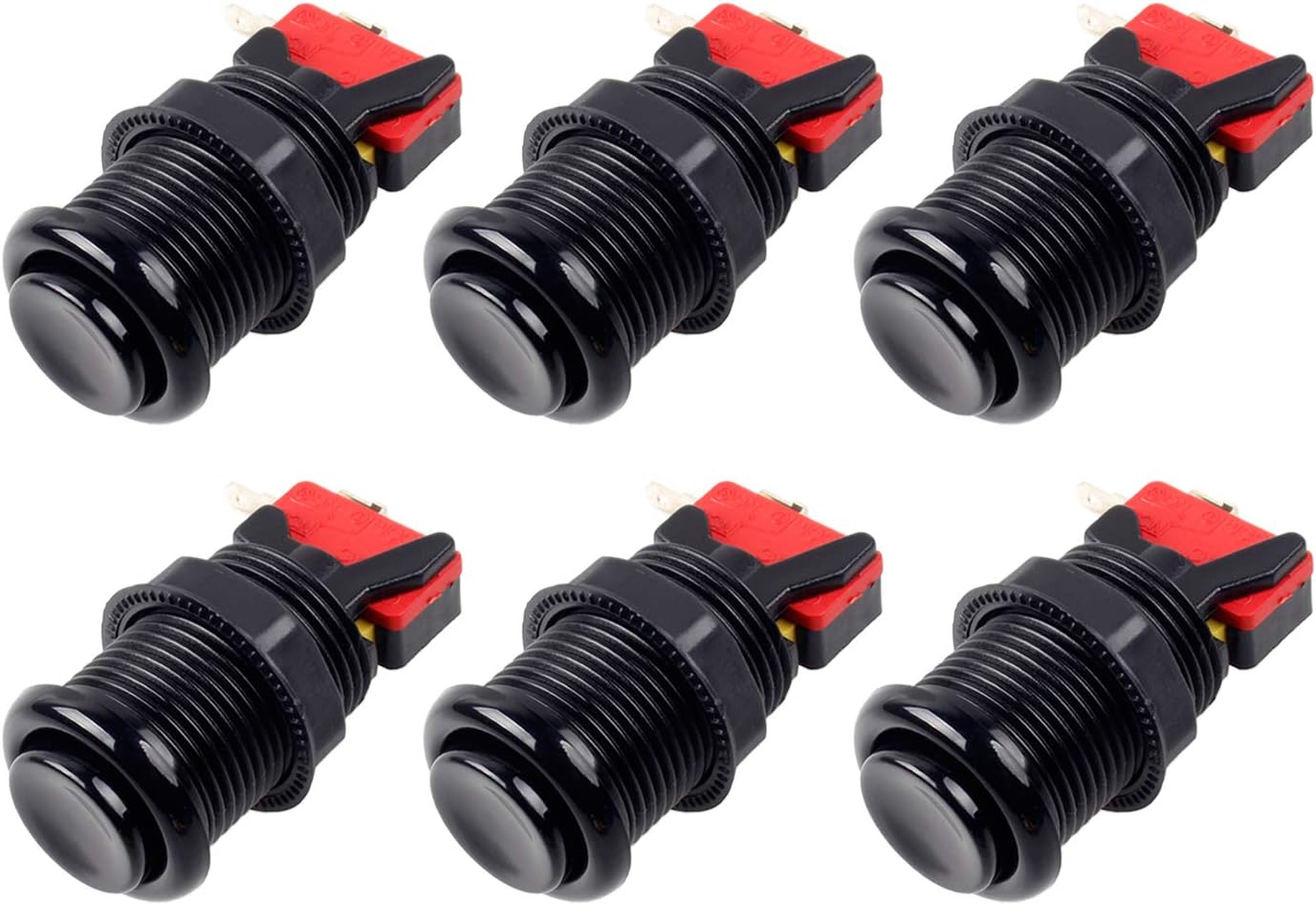 6X American Style Standard Arcade Buttons Switchable Happ Type 30mm Push Button 3/16" Terminal for Jamma Mame Kit