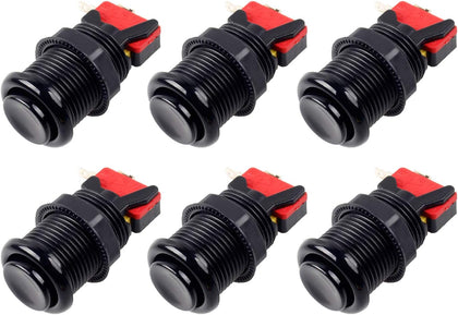 6X American Style Standard Arcade Buttons Switchable Happ Type 30mm Push Button 3/16" Terminal for Jamma Mame Kit