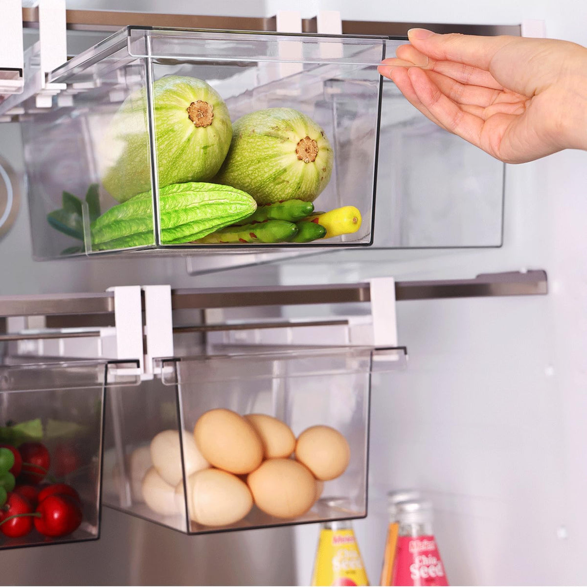 Yatmung 2 Pack Extra-Large Deli Drawer Organizer for Refrigerator Pull Out