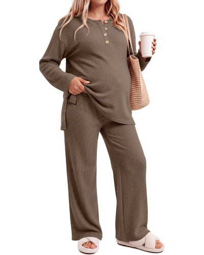 2 Piece Maternity Oversized Pajamas Sets M Coffee