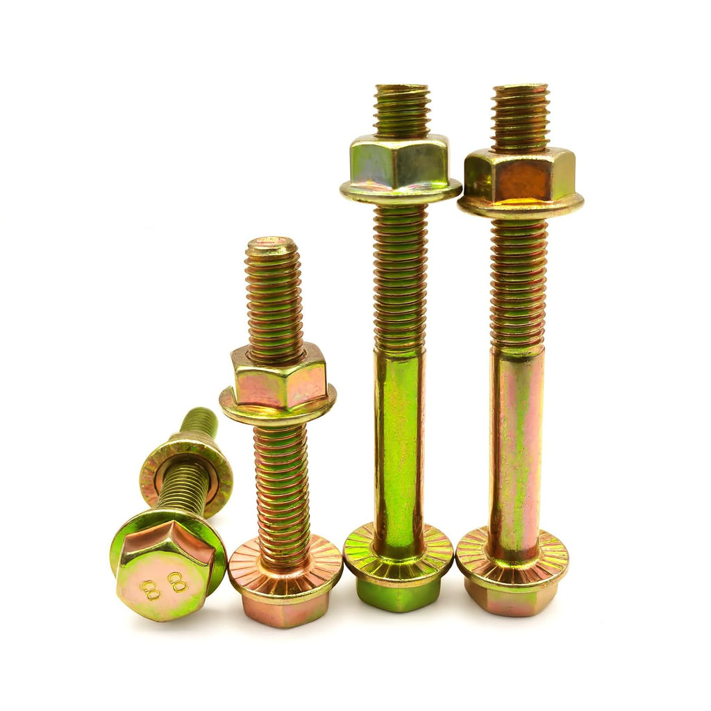 M10-1.5x100mm Flange Bolt Nut Kit, 8.8 Color Zinc-Plated
