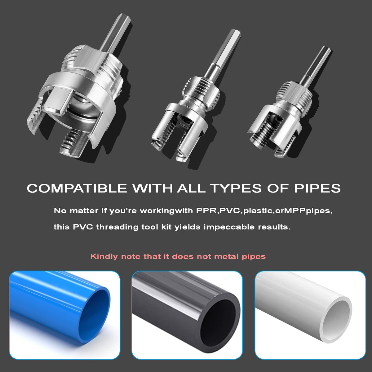 Muaoush 3PCS PVC Pipe Threader Kit for Drill