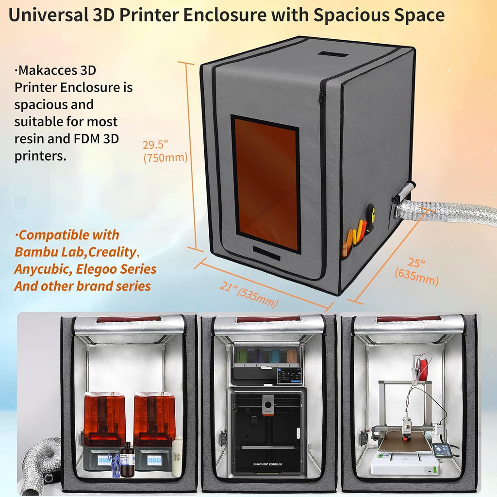 Upgraded Resin 3D Printer Enclosure with Ventilation Kit, Premium Fireproof Dustproof Tent Constant Temperature
