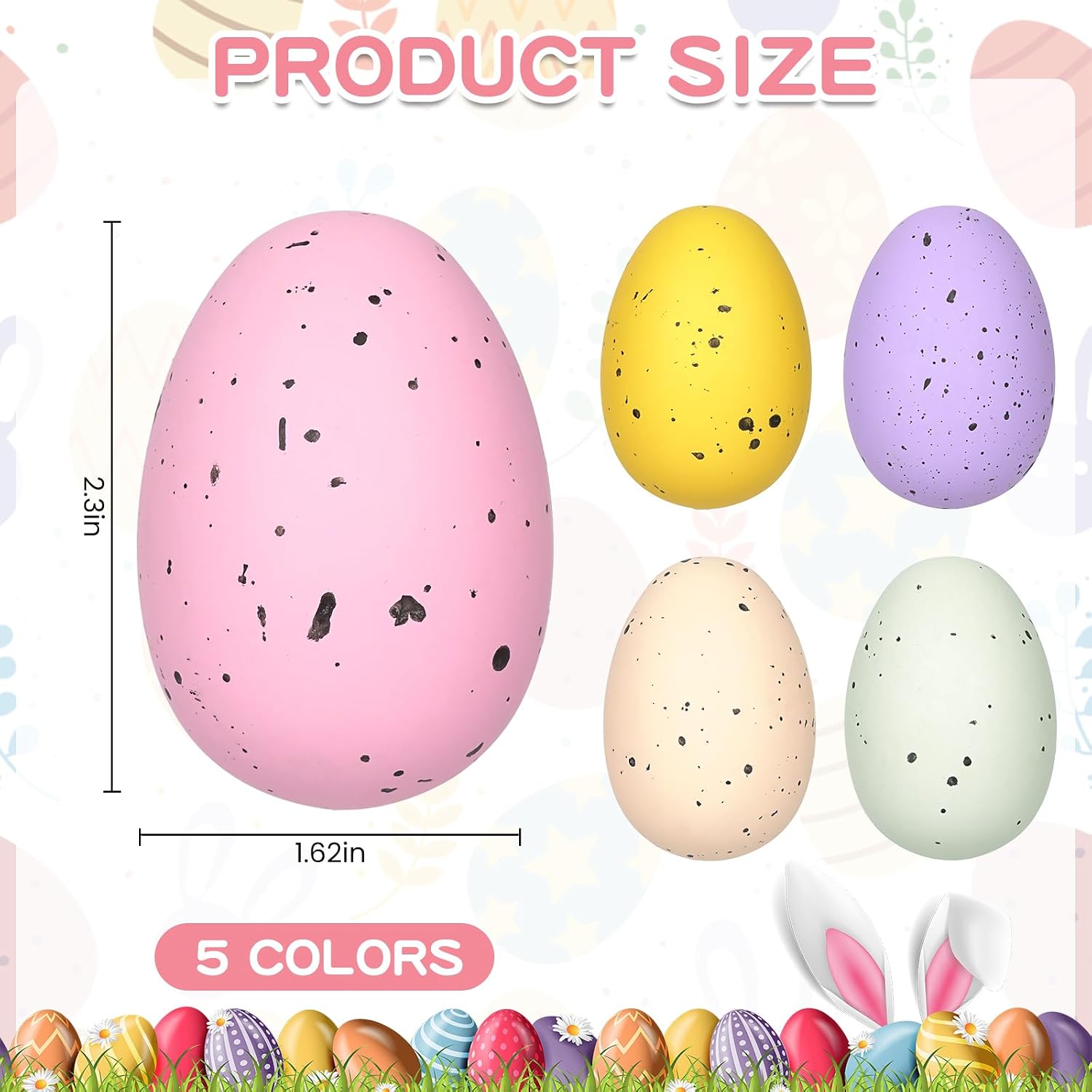 Easter Speckled Eggs 2.4" in Plastic Speckled Eggs,Assorted Speckled Pastel Eggs in Gift Box, Set of 30, Bowl & Vase