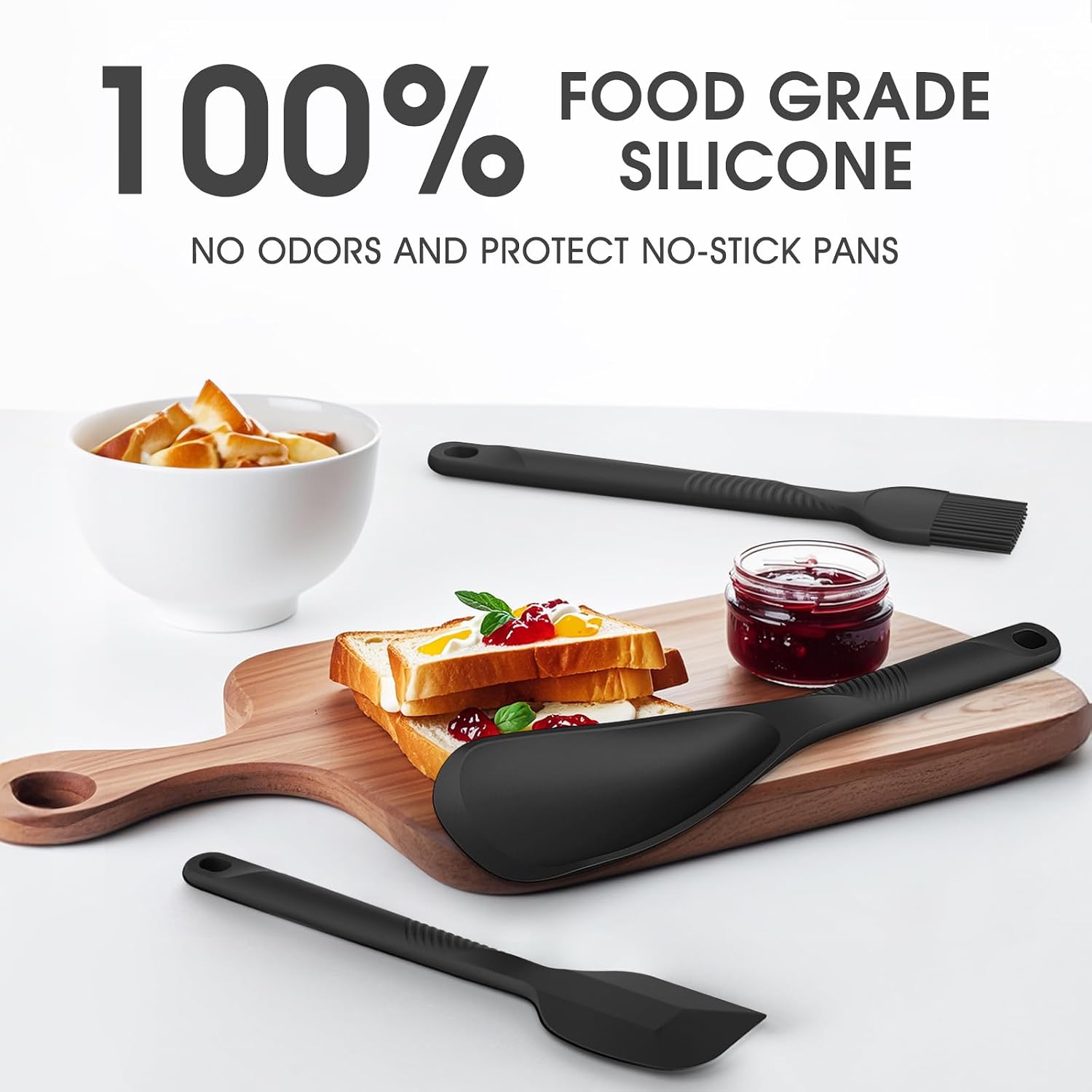 Silicone Cooking Utensils Set - 600°F Heat Resistant, Nonstick Kitchen Utensil Set with Spatulas, Spoons, Whisk