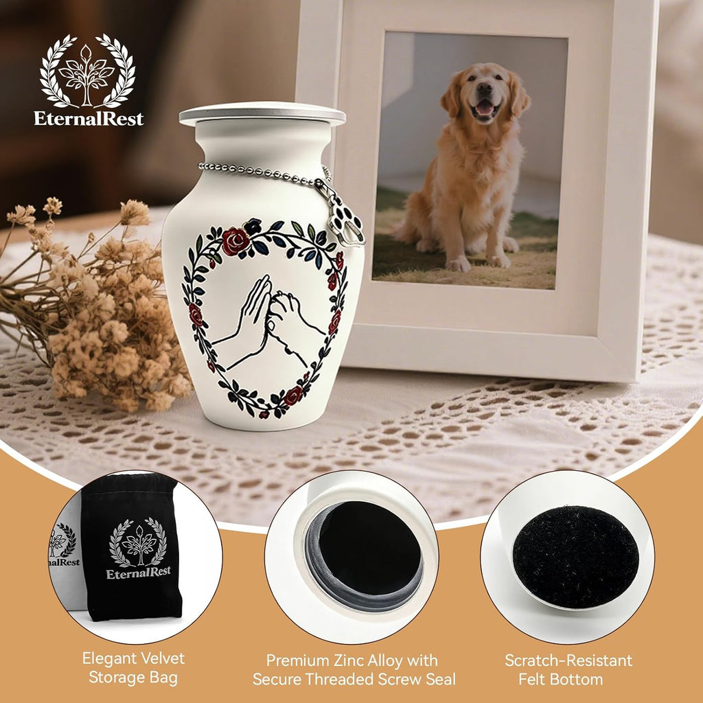 Keepsake Mini Pet Urn, Dual Memorial, Partial Ashes, Dogs & Cats, 2.75in H