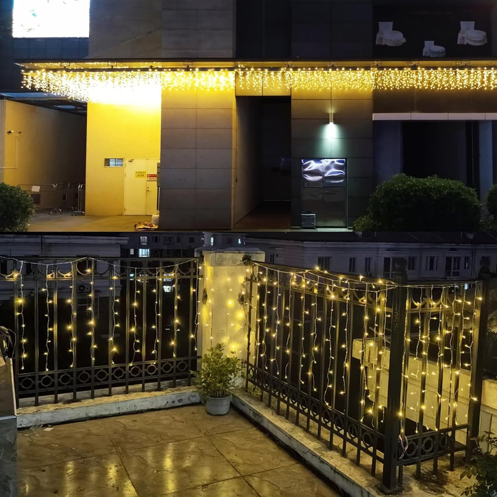 Icicle Lights Outdoor, 32.8 FT 400 LED 8 Modes Christmas String Fairy Lights with 80 Drops, Twinkle Waterproof